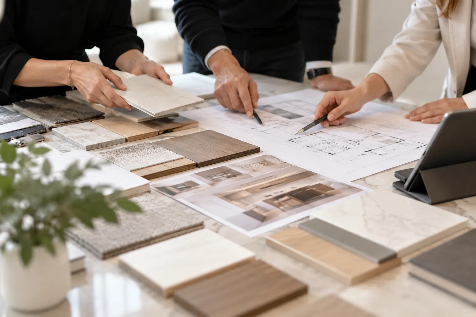 Design consulting — finish selections over the plans