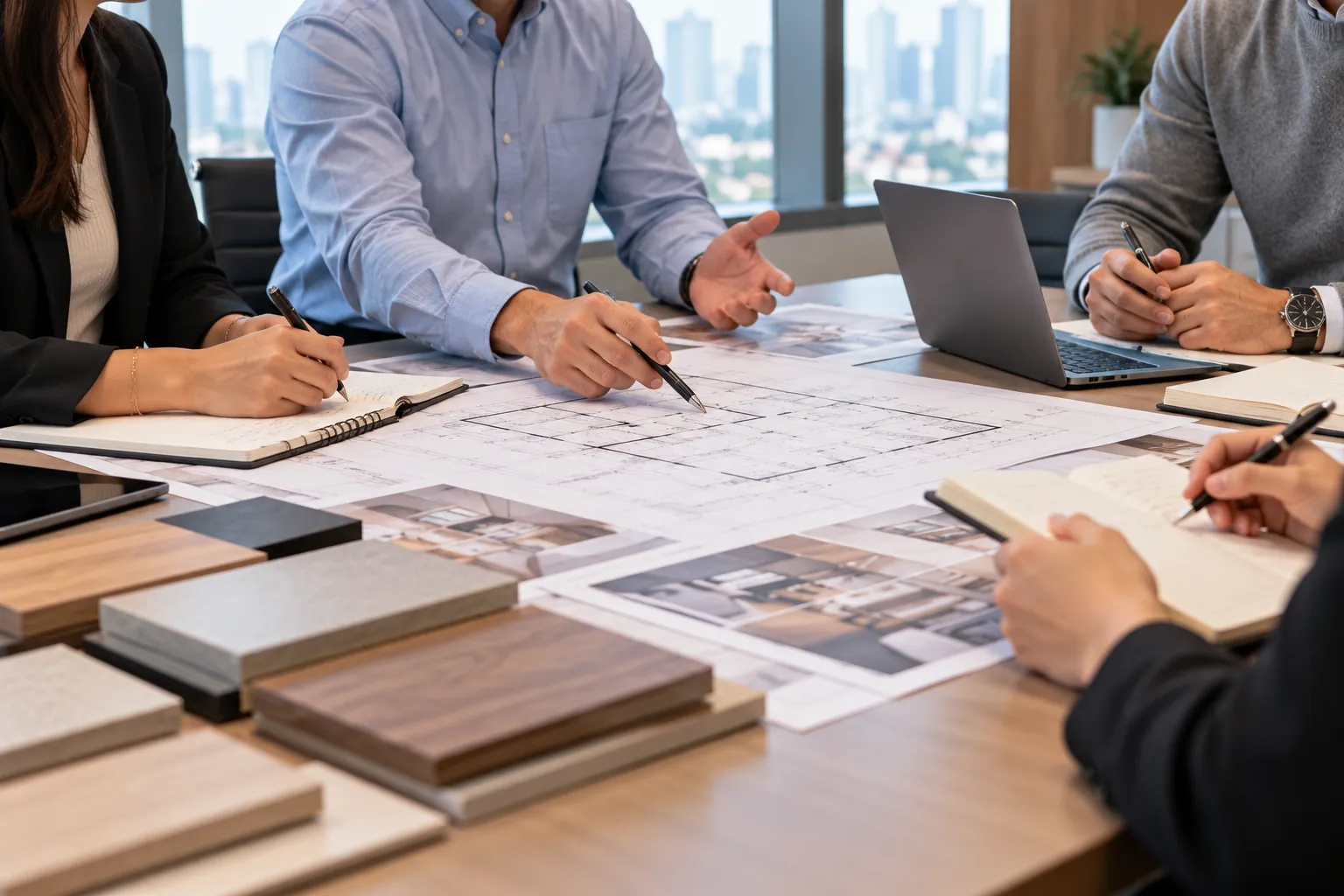 Pre-construction review — plans, schedules & finish samples